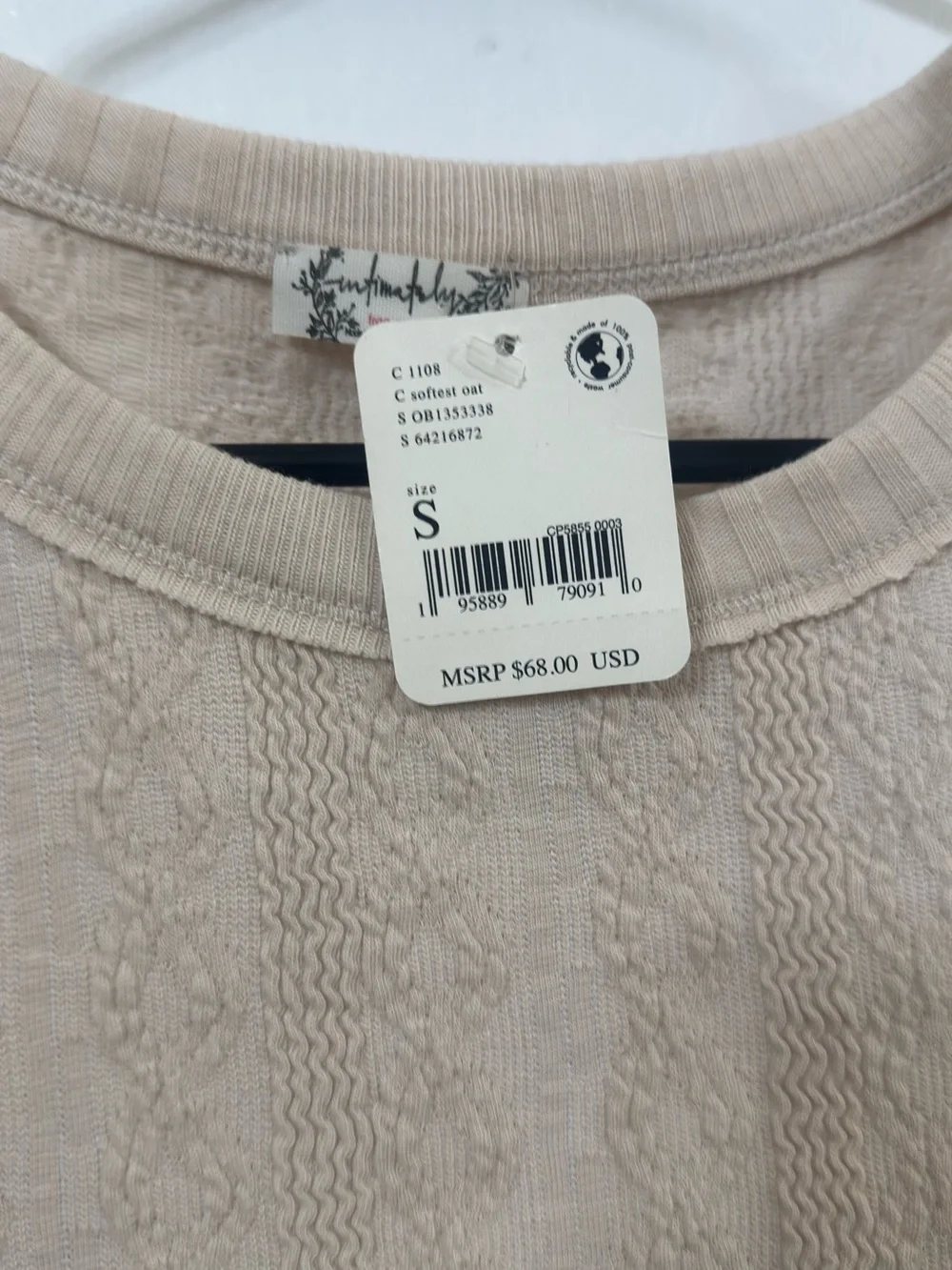 Free People Cream Cable Knit Long-Sleeve Bodysuit